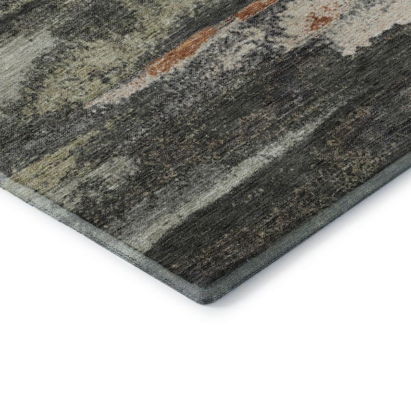 Mayfield Premium Machine Washable Abstract AMF942 Charcoal 3 ft. x 4 ft. Area Rug