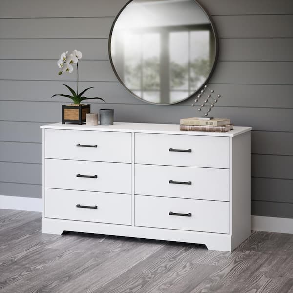 Rustic Ridge White 6-Drawer 53.25 in. x 28.5 in. x 18.25 in. Dresser, Wooden Chest of Drawers for Bedroom