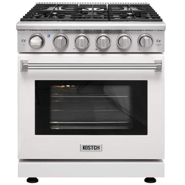 30 in. 5 Burners Freestanding Propane Gas Range in Stainless Steel with 4.55 cu. ft. Convection Oven and White Oven Door