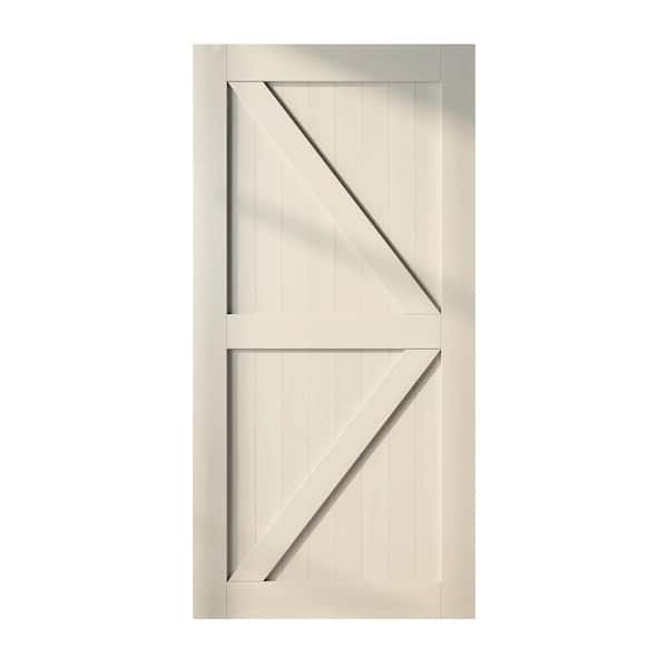 Homacer 48-in x 84-in Tinsmith Gray K-Frame Pine Wood Single Barn Door | 4884-K-TGRAY