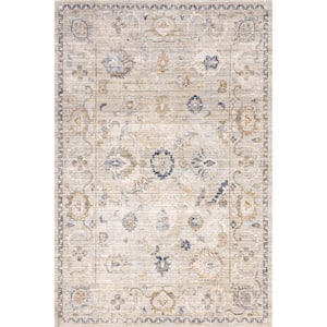 Arleth Indoor/Outdoor Machine Washable Cream 7 ft. x 9 ft. Traditional Area Rug