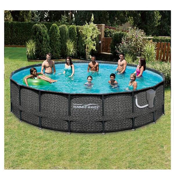 Summer Waves Natural Teak Elite 12' x 30 Frame Above Ground Swimming Pool  