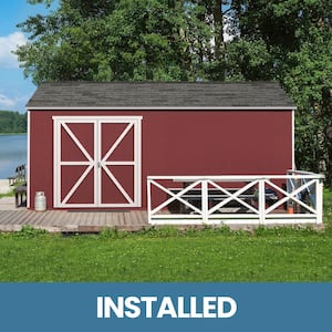 Professionally Installed Rookwood 10 ft. x 16 ft. Outdoor Wood Shed with Smartside- Driftwood Grey Shingle (160 sq. ft.)