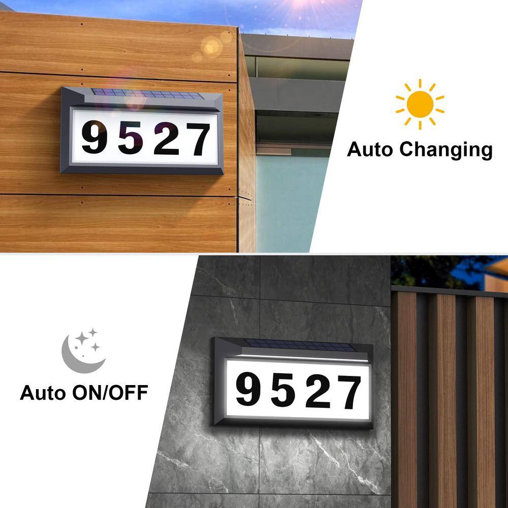 Gray Metal Solar LED Address Plaque with White Light