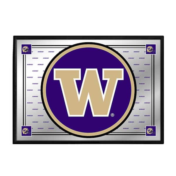 The Fan-Brand 28 in. X 19 in. Washington Huskies Team Spirit Framed Mirrored Decorative Sign