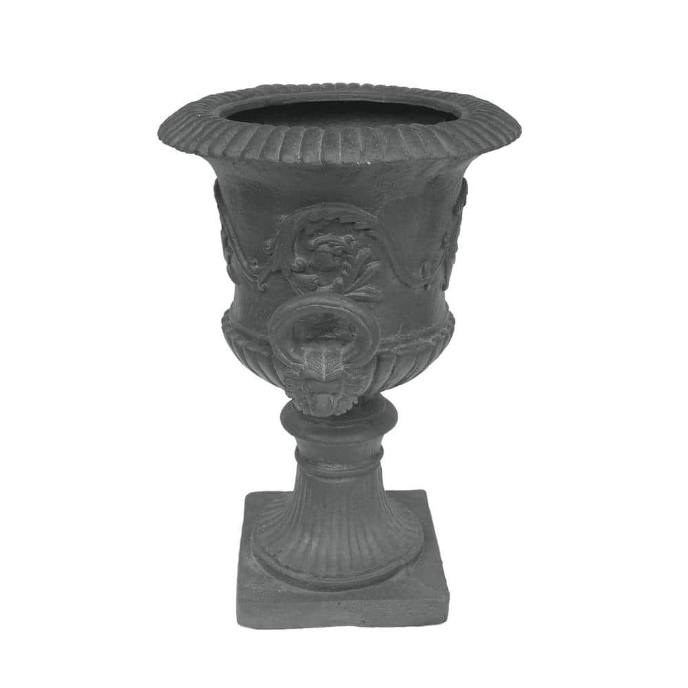 Tunlaw 18.75 in. W x 28.25 in. H Antique Grey Lightweight Concrete Outdoor Urn Planter with Floral Accents price history on PriceWatchPro