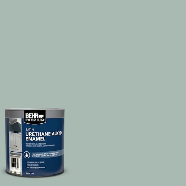 BEHR PREMIUM 1 qt. #BXC-85 Quiet Teal Satin Enamel Urethane Alkyd Interior/Exterior Paint
