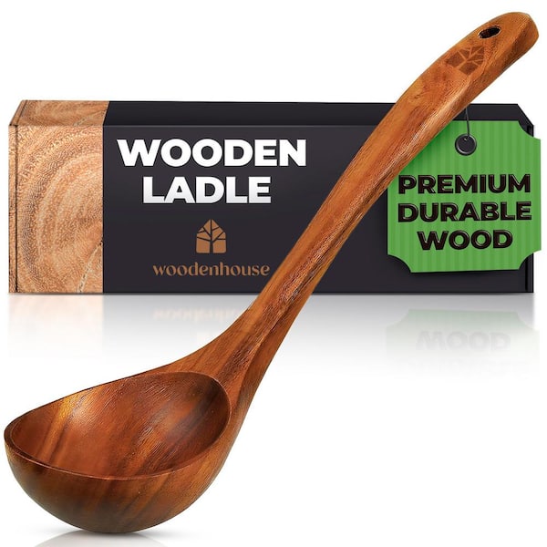 Unbranded Natural Teak Wood Ladle, Eco-Friendly Cooking Spoon, 12.4 in. Handle, 2 oz. Scoop, Natural and Sustainable