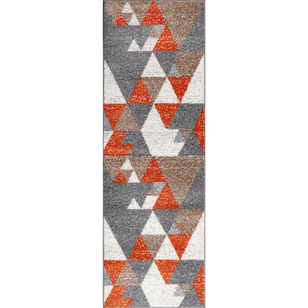 L'Baiet Emani Orange Geometric 2 ft. x 6 ft. Runner Area Rug