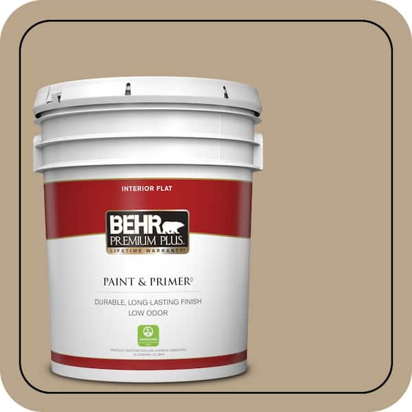BEHR PREMIUM PLUS 5 gal. #710D-4 Harvest Brown Flat Low Odor Interior Paint & Primer