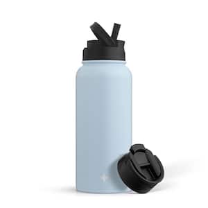 32 oz. Blue Vacuum Insulated Stainless Steel Water Bottle with Flip Lid & Sport Straw Lid