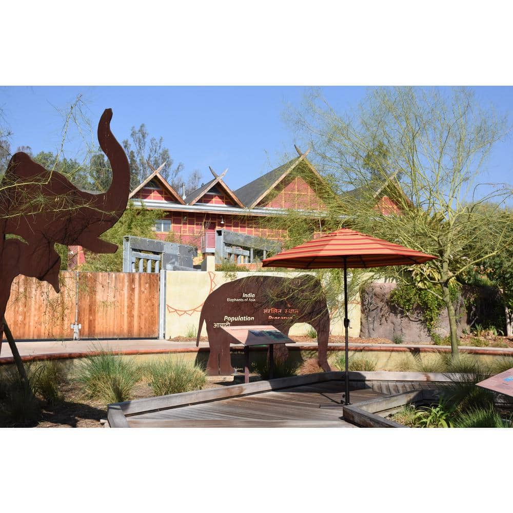 9 ft. Terracotta Aluminum Patio Umbrella with Auto Tilt Crank Lift