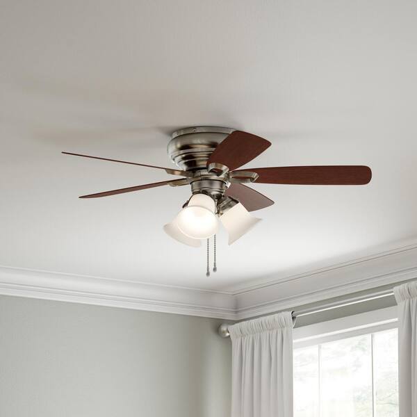 Indoor Brushed Nickel Ceiling Fan W/ Light Kit 874228 Hampton Bay Maris 44 in 