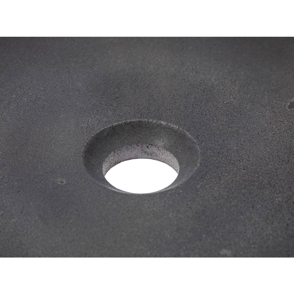 Sleek Honed Black Lava Stone 18'' Circular Vessel Bathroom Sink