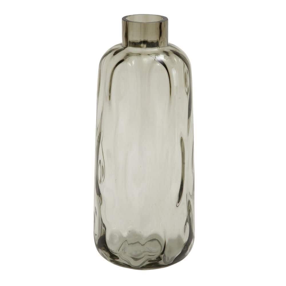 Coastal Whisper 15" Tinted Gray Glass Bouquet Vase