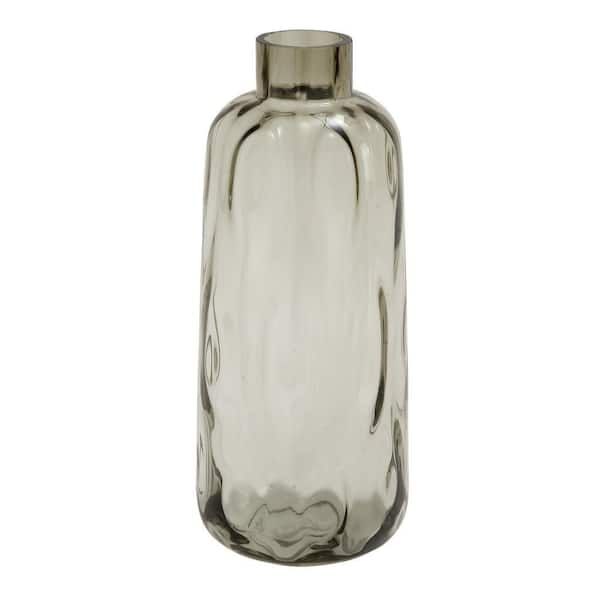 Litton Lane 15 in. Gray Glass Decorative Vase with Bubble Texture