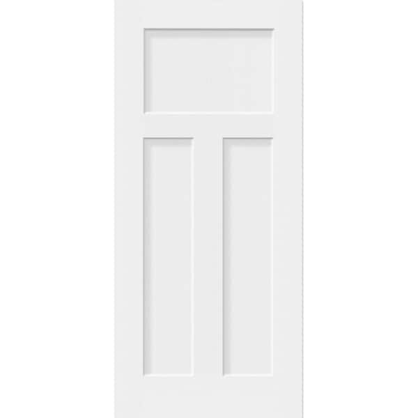 Legacy 32 in. x 80 in. Universal 3-Panel Craftsman Unfinished White Fiberglass Front Door Slab
