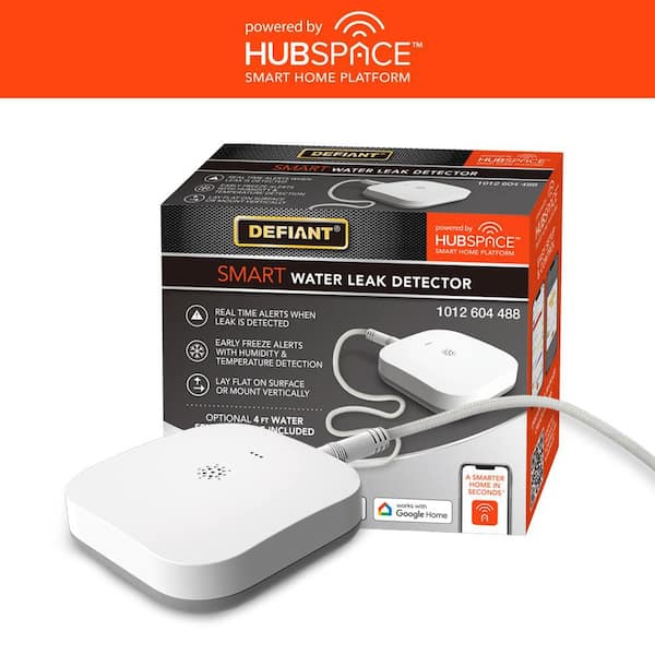 Wireless Battery Operated Smart Water Leak Detector with 4 ft. Sensing Cable 1-Pack Powered by Hubspace