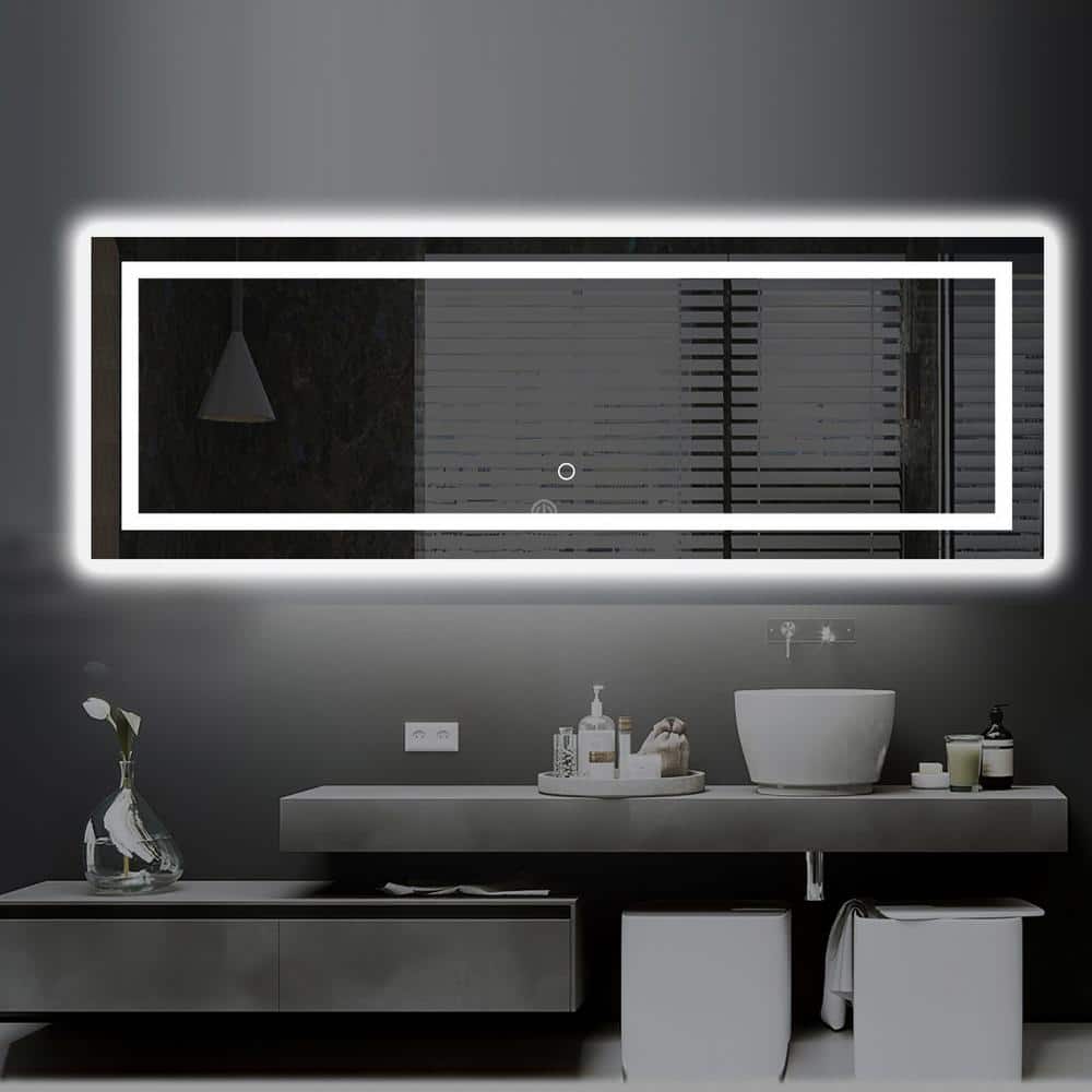 65 in. W x 22 in. H Large Rectangular Frameless LED Full Length Wall Bathro