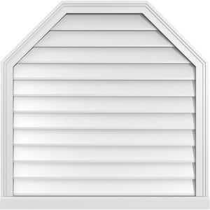 34" x 34" Octagonal Top Surface Mount PVC Gable Vent: Non-Functional with Brickmould Sill Frame