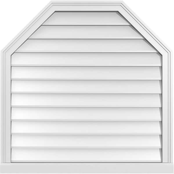 Ekena Millwork 34" x 34" Octagonal Top Surface Mount PVC Gable Vent: Non-Functional with Brickmould Sill Frame