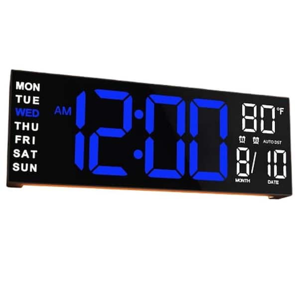 Unbranded 15.35" Large Digital Plastic Wall Clock, Blue White