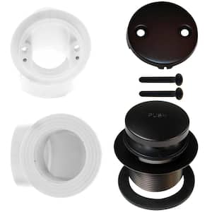 Sch. 40 PVC 1-1/2 in. Course Thread Plumber's Pack Tip-Toe Bathtub Drain with Two-Hole Elbow, Oil Rubbed Bronze