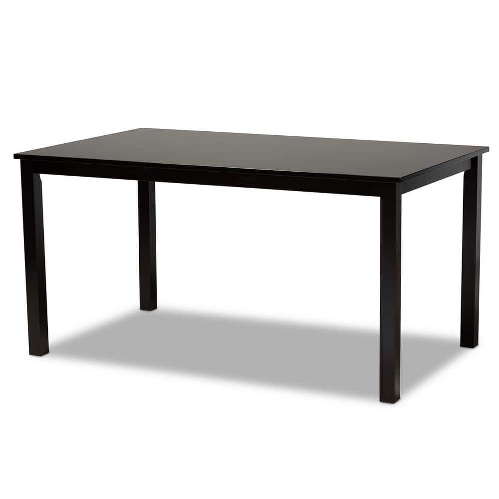 Salem 7-Piece Dark Brown Wood Dining Set with Sand Fabric Chairs