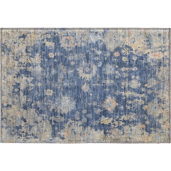 Mayfield Premium Machine Washable Abstract AMF2302 Navy 2 ft. x 3 ft. Accent Rug
