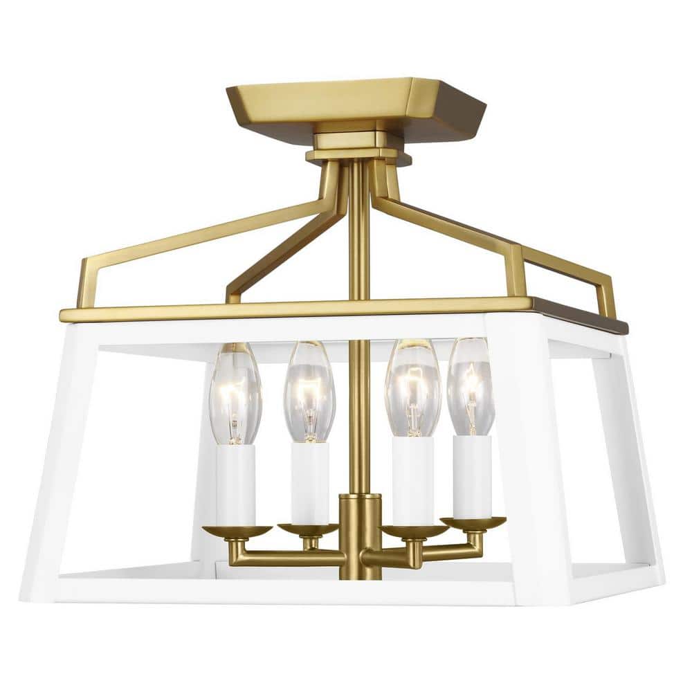 Carlow 12" White Matte Metal Semi-Flush Mount Light