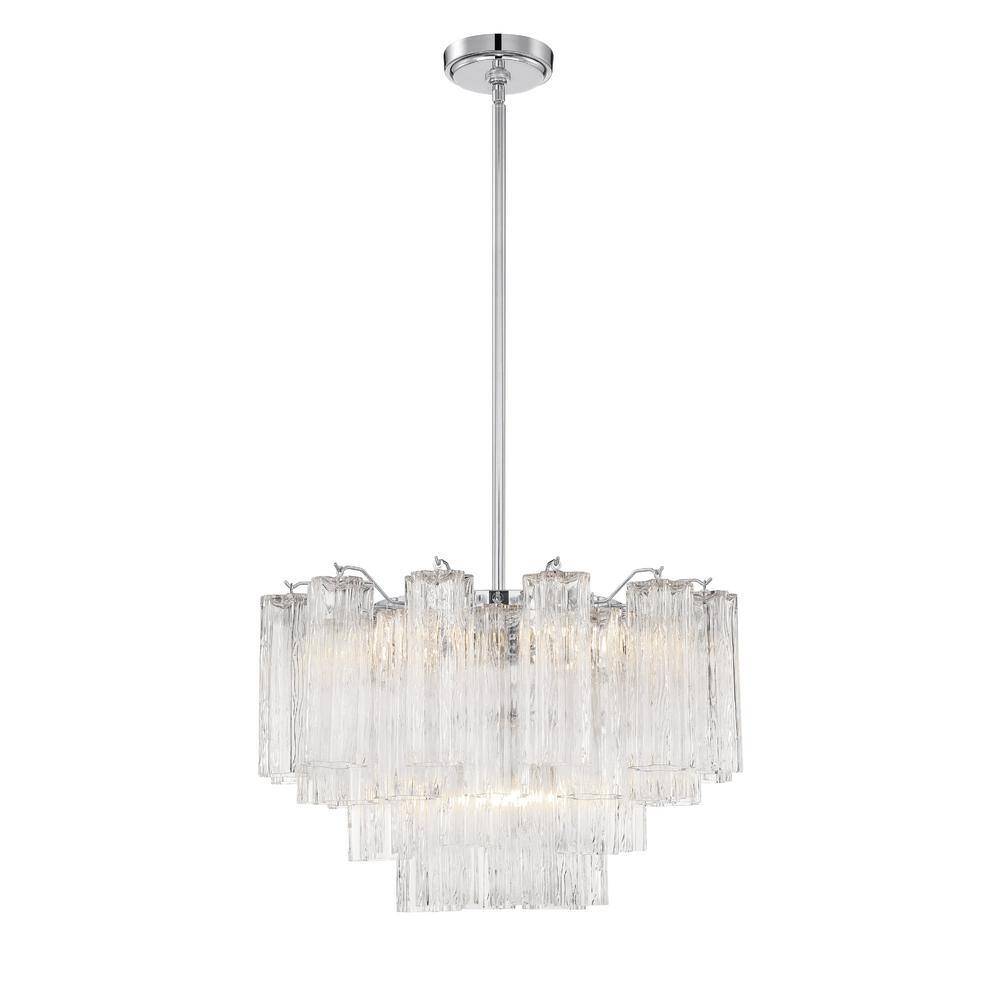 Polished Chrome and Clear Glass 9-Light Chandelier