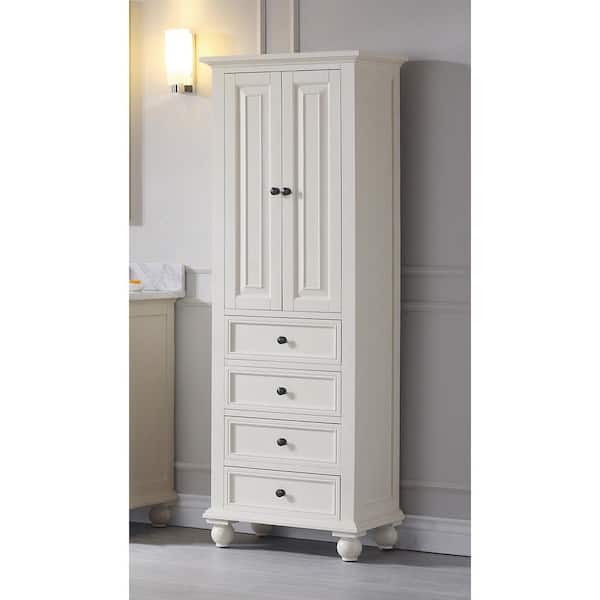 Avanity Thompson 24-in x 68-in x 16-in French White Wood Freestanding Soft Close Linen Cabinet