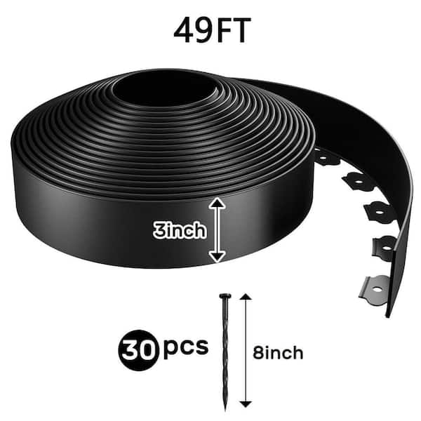 Angel Sar 49 ft. L x 3 in. H Black Plastic Landscape No-Dig Edging
