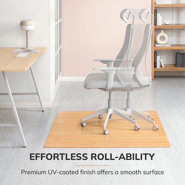 Standard Natural Light Brown 48 in. x 60 in. Bamboo Roll-Up Office Chair Mat without Lip