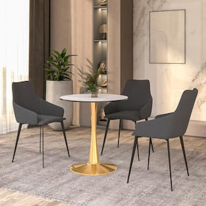 Round Dining Table Modern 24 in. MDF Wood Tabletop with Gold Steel Pedestal Base Bristol Series in Natural Wood