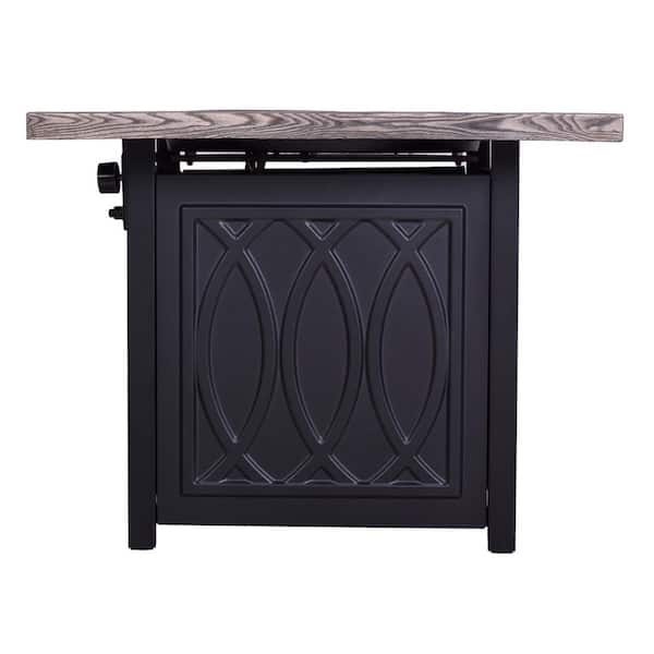 Wateday 25 in. Black Square Stone Outdoor Fire Pit Table with Waterproof Cover