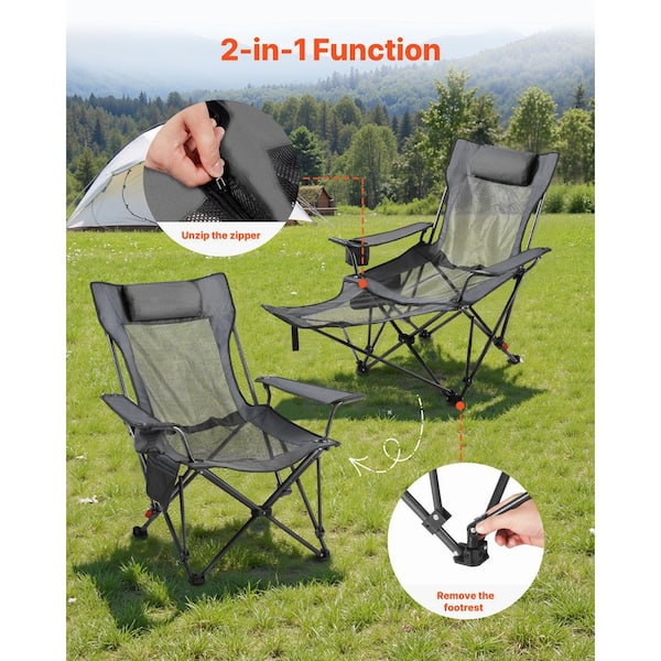 AFAIF 4-Adjustable Positions Portable Folding Gray Camping Chair