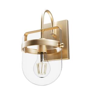 Karloff 1-Light Alturas Gold Wall Sconce with Clear Glass Shade