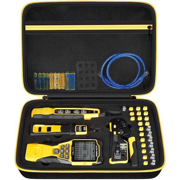 Portable Cable Tester and Tool Organizer Case with EVA Support and Mesh Pocket