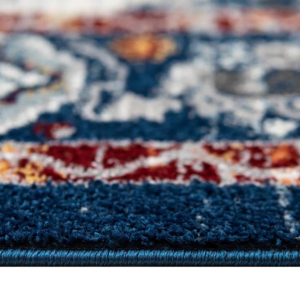 Aegean Bloom Handmade Blue Floral Synthetic Area Rug 8' x 10'