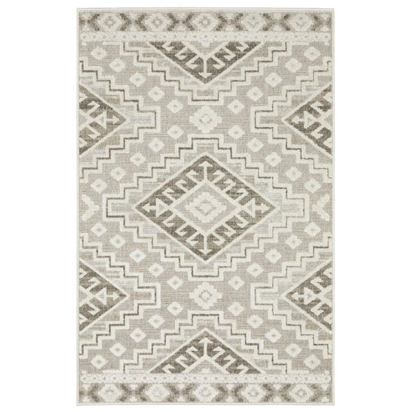 5 ft. x 8 ft. Beige and Brown Tribal Area Rug