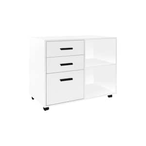 3 Drawer with Shelf Office Storage Rolling File Cabinet, Under Desk Storage Rolling File Cabinet with Wheels in White