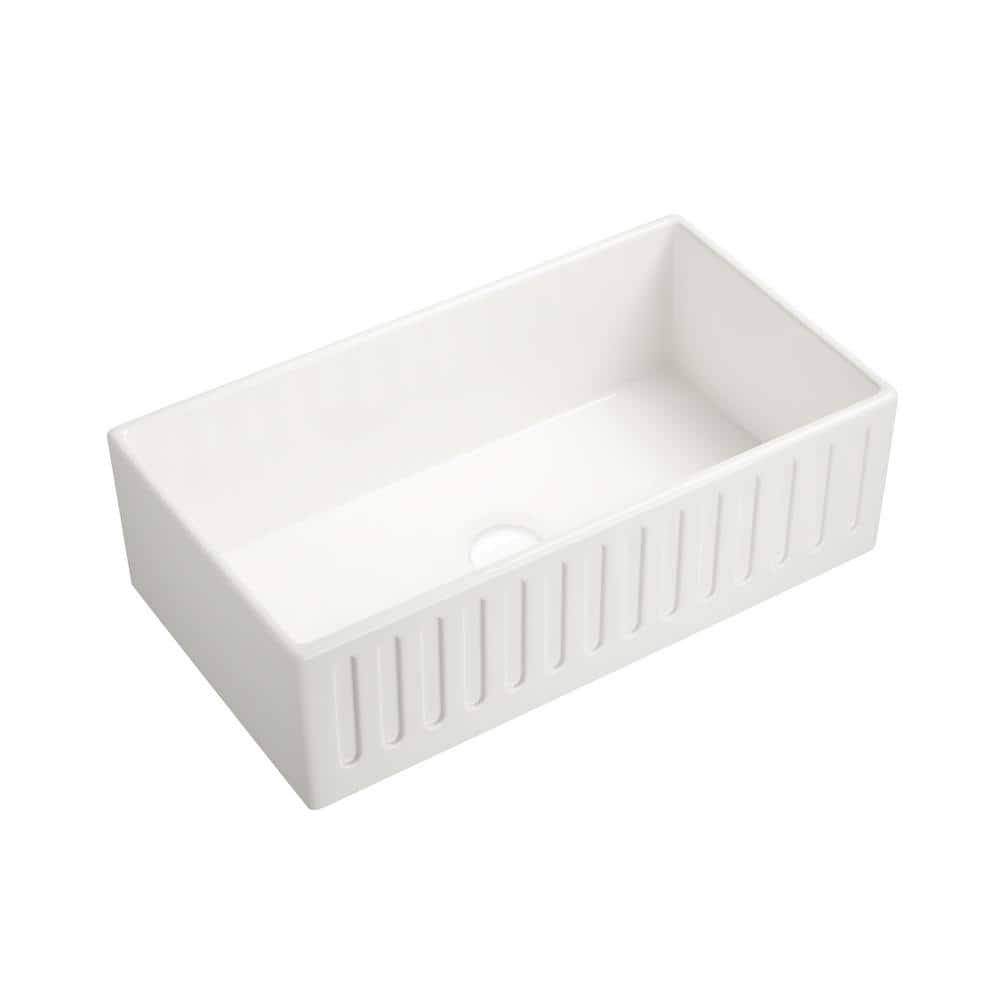 33 in. Farmhouse Single Bowl White Ceramic Kitchen Sink