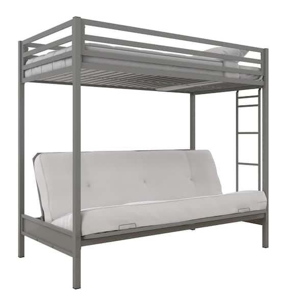 Dhp Mabel Silver Metal Twin Over Futon, Acme Furniture Futon Bunk Bed Assembly Instructions