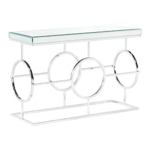 Katie 47 in. in Chrome Rectangle Glass Console Table
