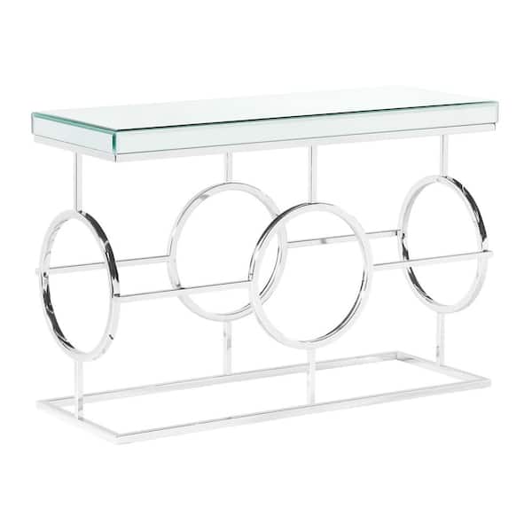 Picket House Furnishings Katie 47 in. in Chrome Rectangle Glass Console Table