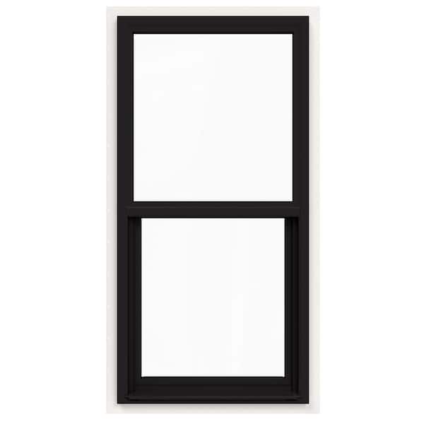 JELD-WEN 24 in. x 48 in. V-4500 Series Black Exterior/White Interior FiniShield Single-Hung Vinyl Window w/Fiberglass Mesh Screen