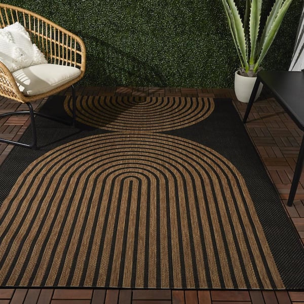 Niccolo Charcoal 5 ft. 3 in. x 7 ft. Stripe Indoor/Outdoor Area Rug