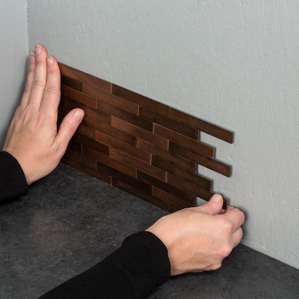 Aged Copper 13.5'' x 5.75'' Peel and Stick Metal Backsplash Tile