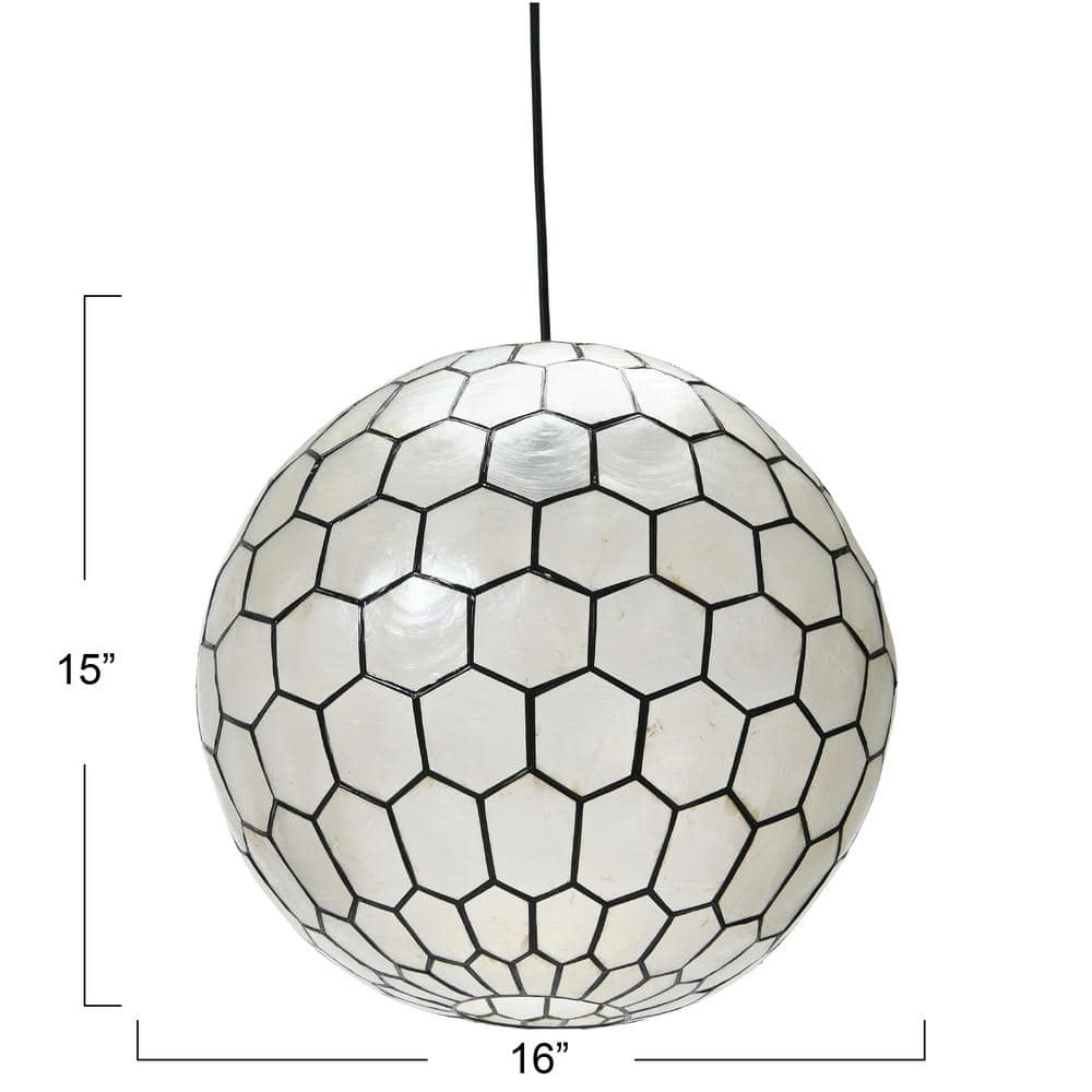Capiz Honeycomb Globe Pendant Light - Black 16" Contemporary